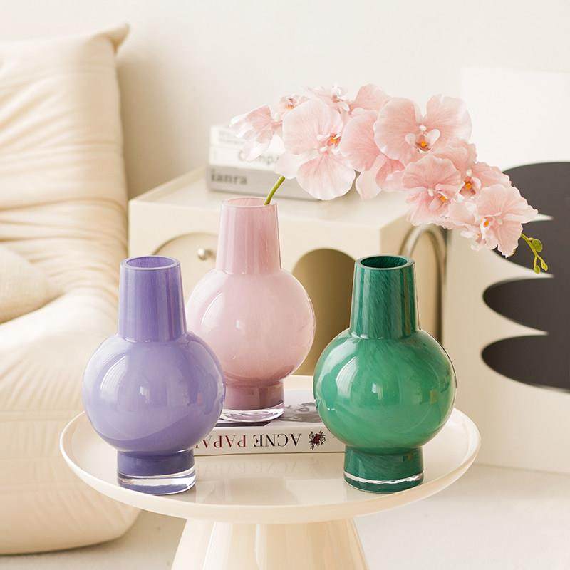 简约法式中古花瓶高级感艺术磁粉色琉璃玻璃插花摆件客厅餐桌装饰,家居饰品,花瓶,淘宝优惠券,粉丝福利购,淘宝优惠卷