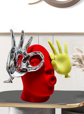 植绒摆件高级感小众创意客厅书房电视柜轻奢抽象艺术雕塑软装饰品