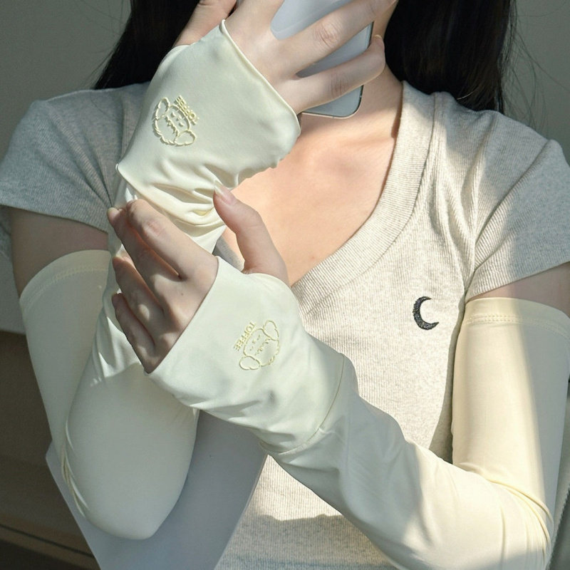 冰袖夏季防晒女款冰丝袖套宽松护臂夏天袖子时尚纯色开车手臂套袖