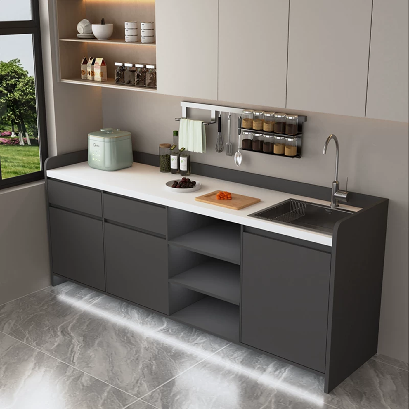 公司简约岩板水吧台一体柜办公室靠墙茶水间切洗台吧台咖啡操作台,住宅家具,餐边柜,淘宝优惠券,粉丝福利购,淘宝优惠卷