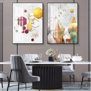 餐厅背景墙装 2023新款 饰画高端现代轻奢风歺厅挂画吃饭厅餐桌壁画