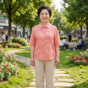 2026夏季新款妈妈装宽松型上衣套装中老年女装奶奶减龄短袖两件套