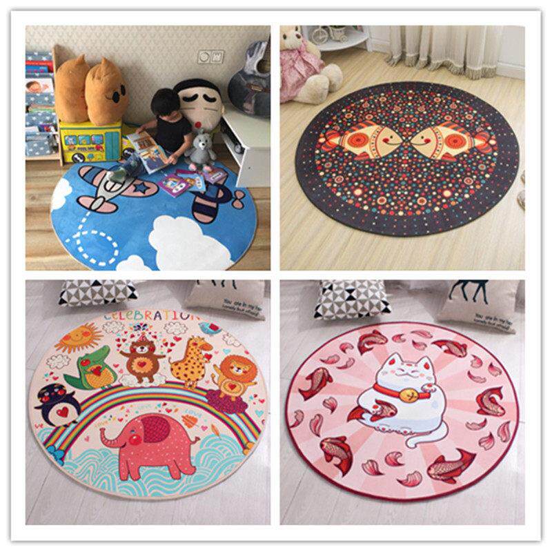 可爱卡通儿童圆形地毯客厅卧室床边毯书房吊篮电脑转椅子防滑地垫