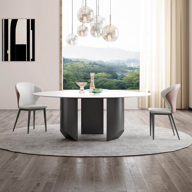 岩板餐桌大圆餐桌1.8米2.0米别墅大平层定制包厢圆形餐厅岩板圆桌