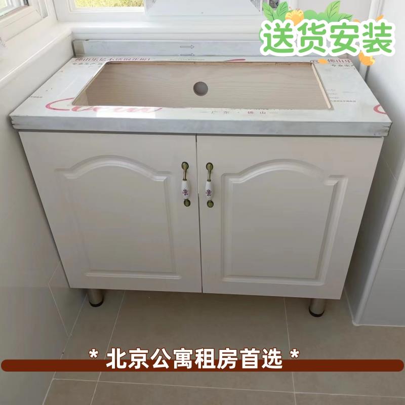 出租屋小橱柜厨房灶台柜子不锈钢台面阳台操作台一体家用洗菜