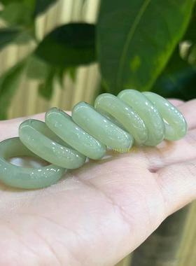青白玉晴水指环天然老料和田玉素戒冰种玉石扳指女简约古风礼