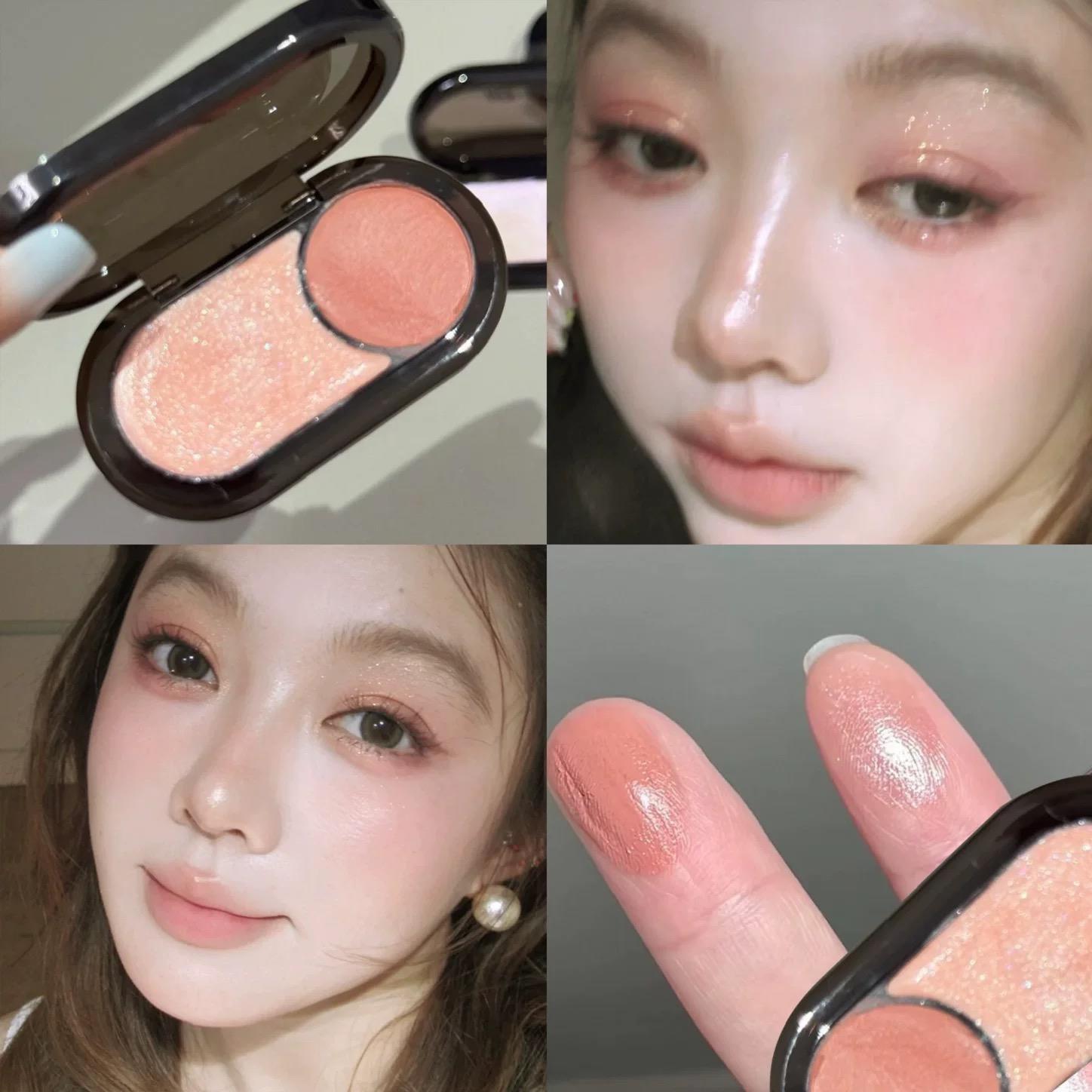 淡颜好气色！双色腮红高光多用膏水光肌立体提亮膨胀显气色伪素颜