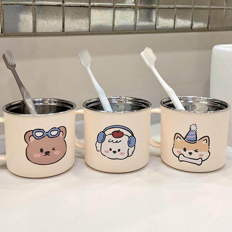 【下单立减50】可爱卡通小熊小狗儿童情侣简约漱口杯牙刷不锈钢WZ,家庭/个人清洁工具,洗漱杯,淘宝优惠券,粉丝福利购,淘宝优惠卷