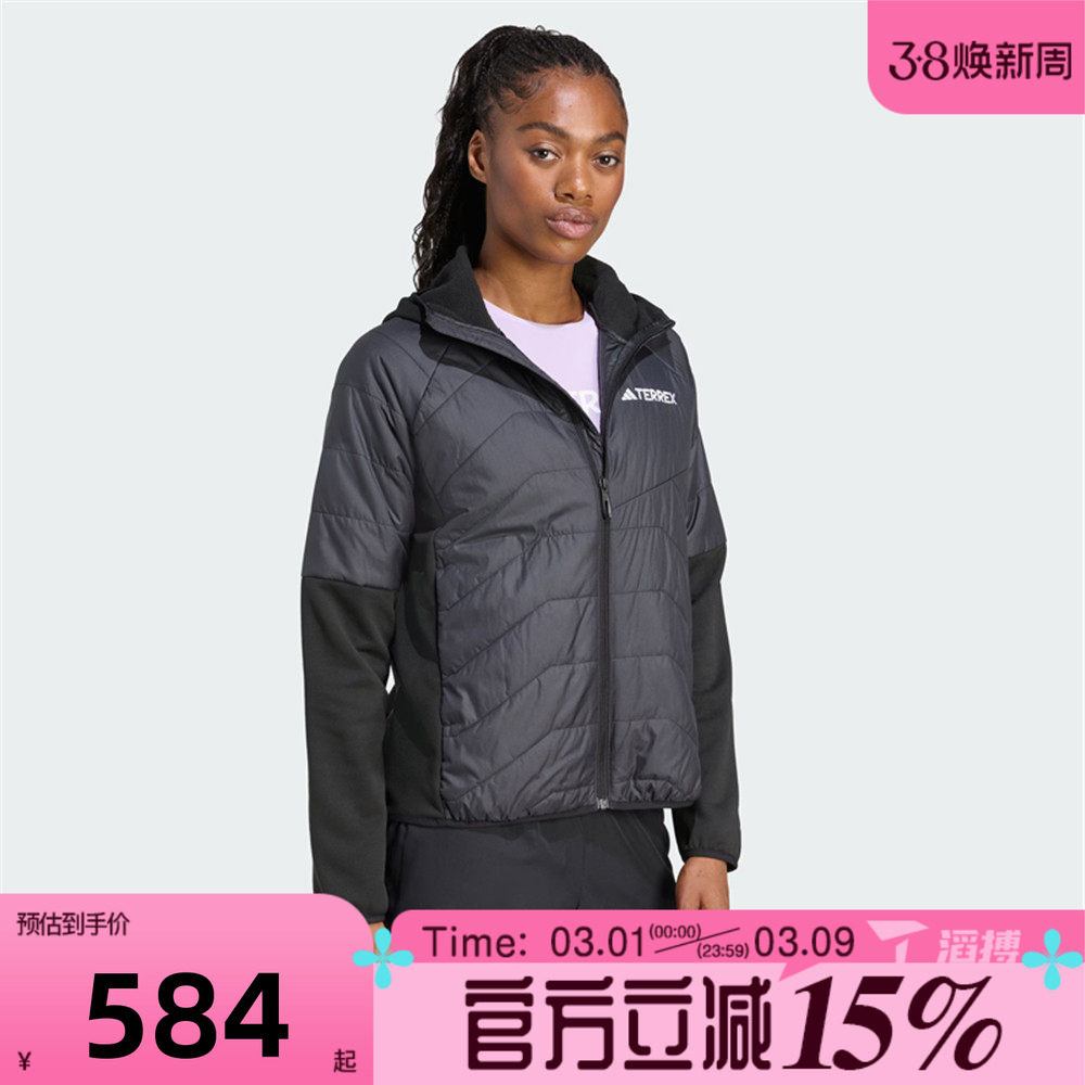 滔搏adidas阿迪达斯女子运动休闲棉服外套JC5180