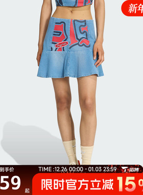 滔搏adidas阿迪达斯三叶草女子DENIM SKIRT运动休闲半身裙KC6274