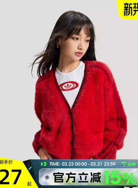 滔搏adidas阿迪达斯三叶草女子CNY新年款休闲针织开衫外套KT3171