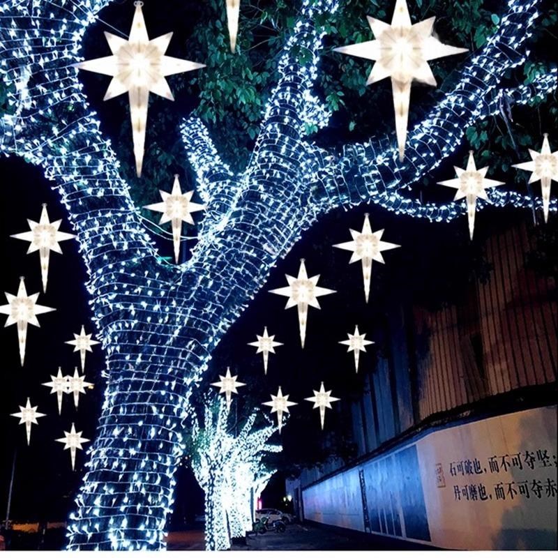 北极星爆炸星防水彩灯闪灯串灯满天星八角星海胆五角星月亮装饰灯