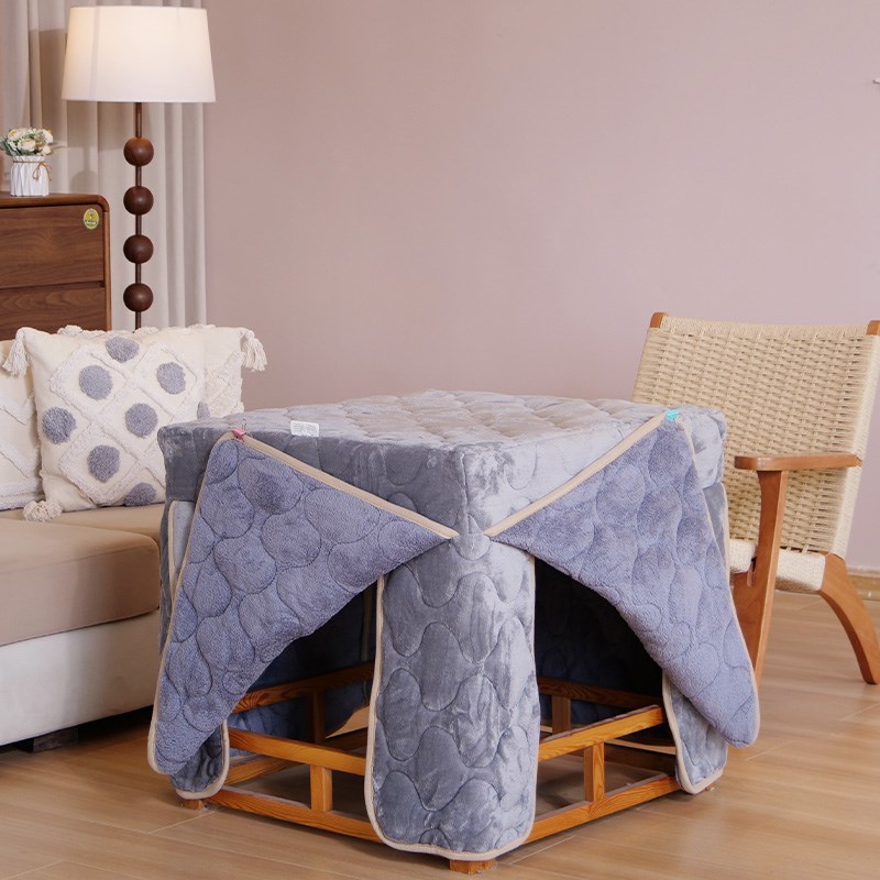 烤火被加厚珊瑚绒罩套加绒法兰绒家用保暖桌罩电炉罩正方形烤火罩
