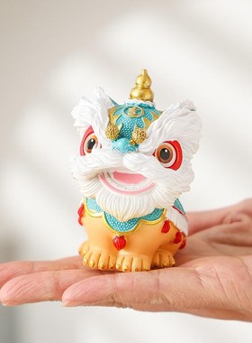 国潮醒狮舞狮招财摆件乔迁开业礼品新中式客厅玄关前台办公室摆件