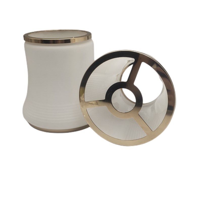 新中式吊灯E14螺口白色玻璃贴花灯罩外壳台灯壁灯E27螺口灯具配件