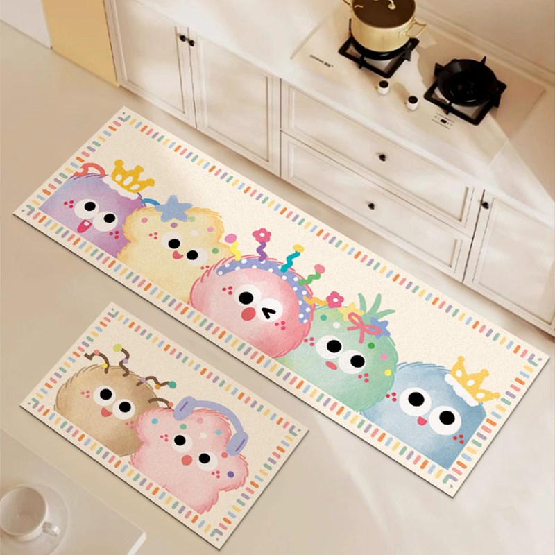 卡通厨房专用吸水地垫家用硅藻泥垫子防滑脚垫防脏卫生间厕所门垫