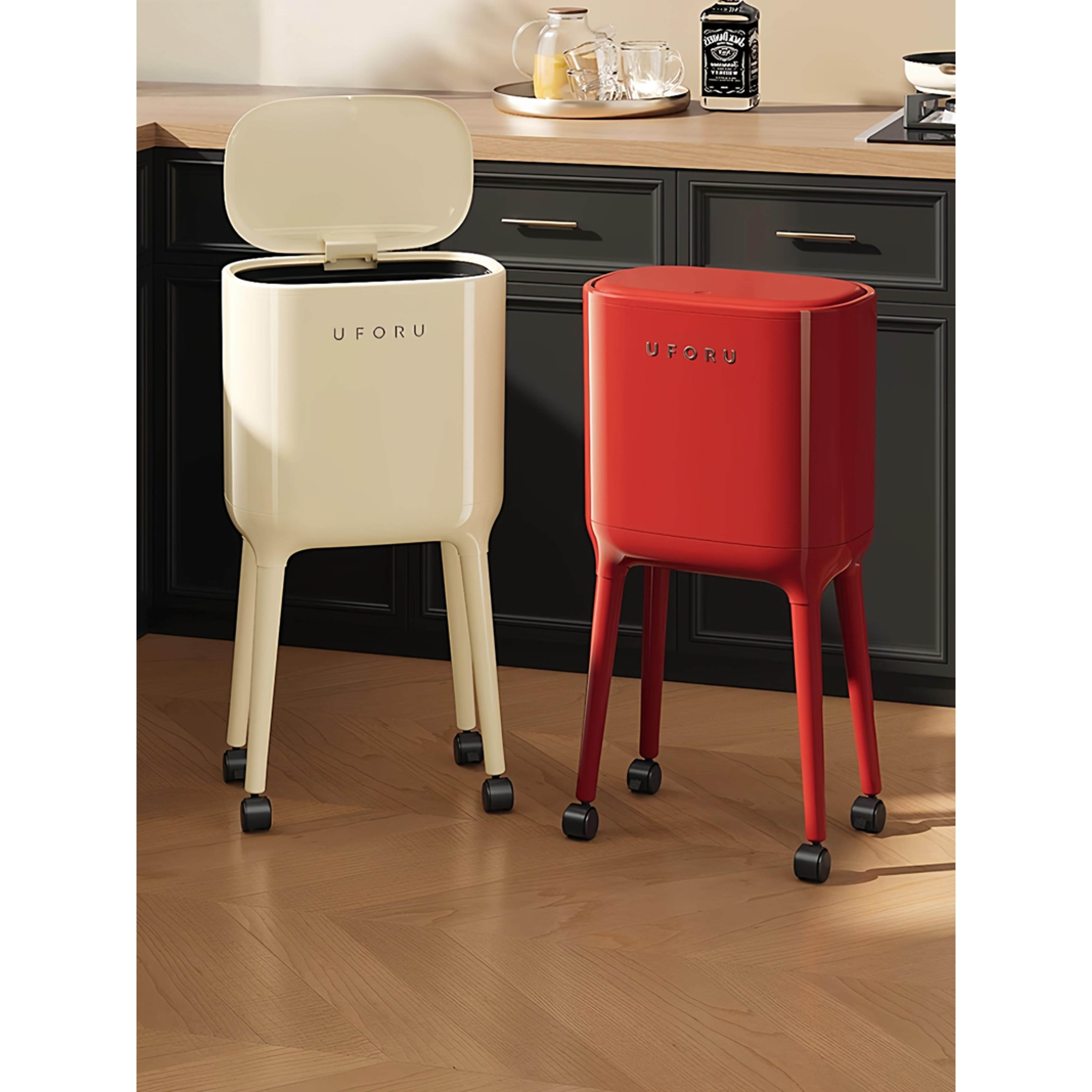日式高脚厨房垃圾桶家用客厅轻奢高级感大号大容量可移动置物架