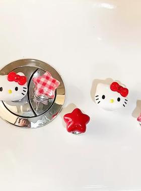 日本こうしつ可爱KT猫马桶按压器美甲专用卫生间按钮冲水辅助按键