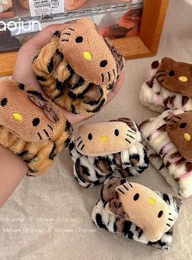 日本こうしつ豹纹kt洗脸手腕带弹力松紧袖口吸水速干手环洗漱防湿