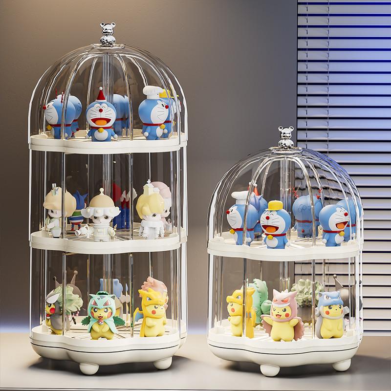 盲盒展示架收纳泡泡玛特摆件防尘透明展示盒亚克力旋转手办展示柜
