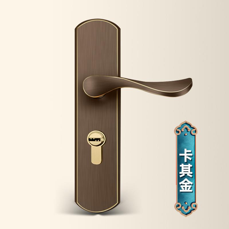 全铜室内木门静音锁北欧现代中式卧室房门锁覆古轻奢黄铜房间门锁