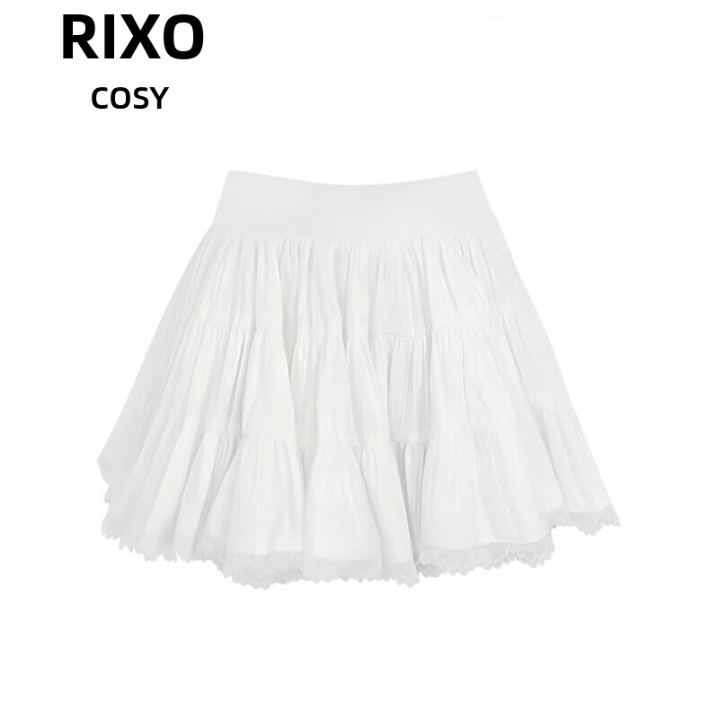 RIXO COSY甜美少女感蕾丝花边大裙摆半身裙女夏季百搭蓬蓬蛋糕裙