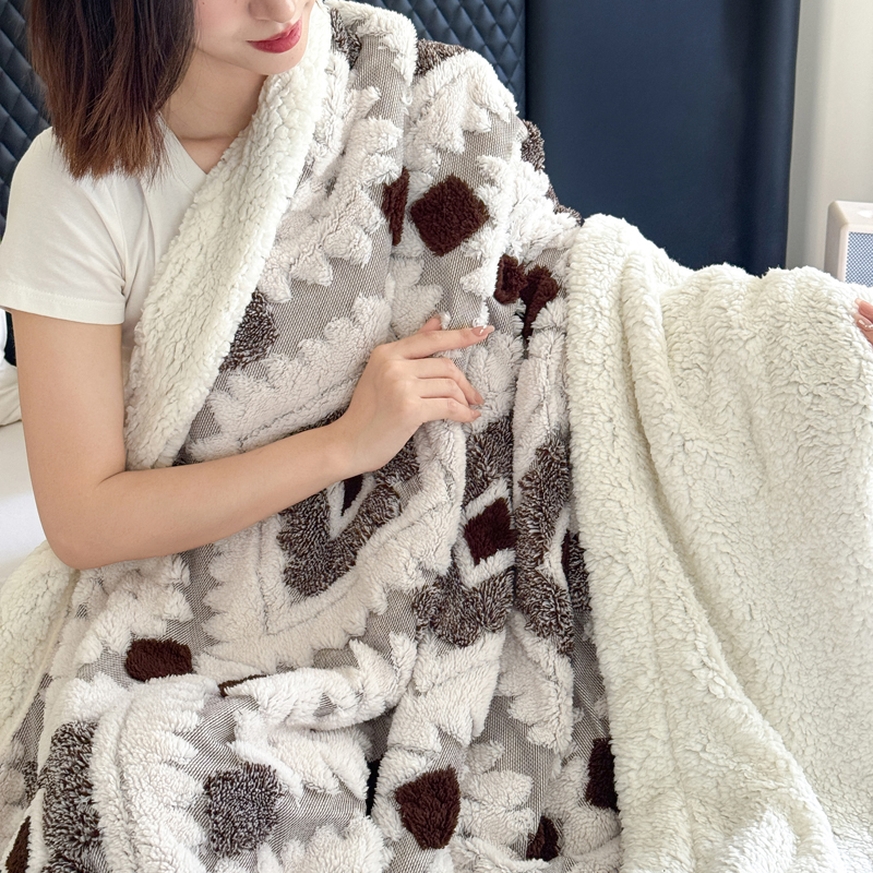 镂空提花双层毛毯加厚盖毯夏季办公室午睡毯单人沙发毯双人床毯