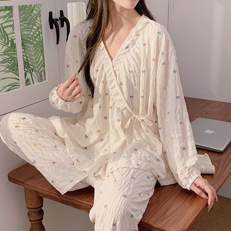 和服月子服春秋季云朵棉哺乳家居服待产衣夏天薄开衫X孕妇产后套
