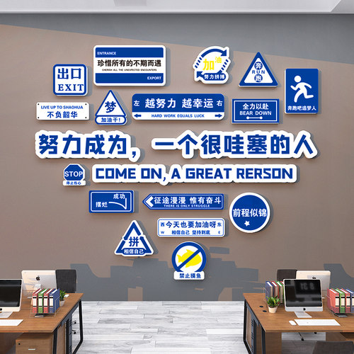 办公室墙面装饰氛围布置励志标语墙贴激J励文字公司企业文化墙定