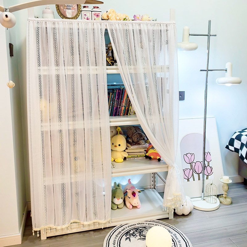 帘子遮挡板帘美式白色纱帘防尘帘盖布窗J帘沙窗免打孔安装遮丑挂