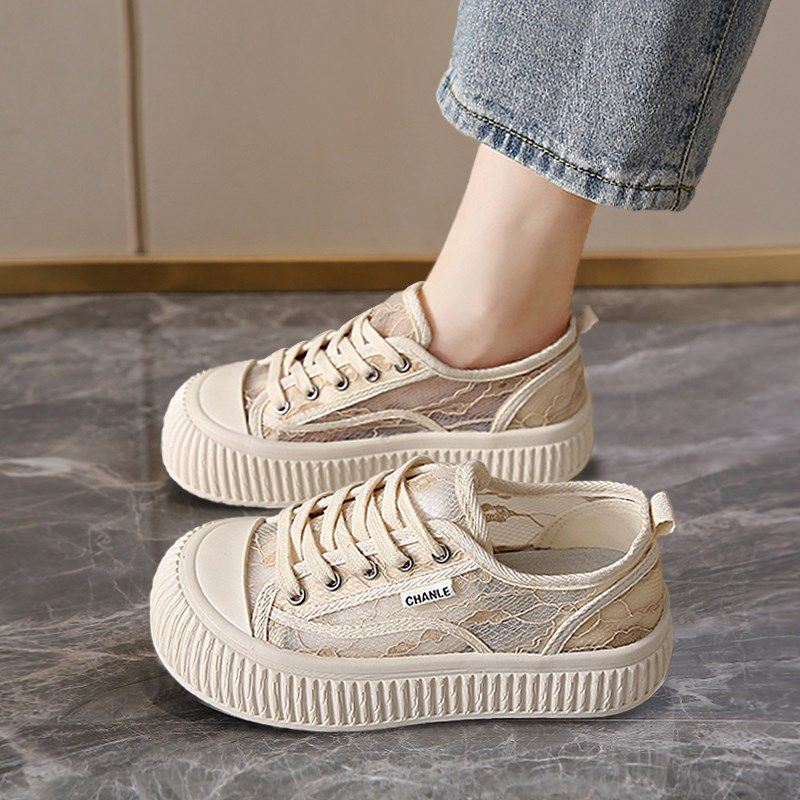 薄款厚底帆布鞋女2025新t款夏季镂空透气网面休闲运动板鞋34码网,女鞋,网面鞋,淘宝优惠券,粉丝福利购,淘宝优惠卷