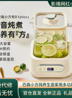 巴森D1plus全玻璃养生壶家用多功能煮茶器小型办U公室花茶壶小方