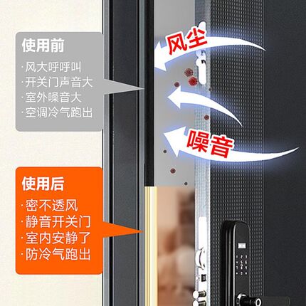 防盗入户房门缝密封条r防风大门框隔音静音进户门胶条自粘加厚