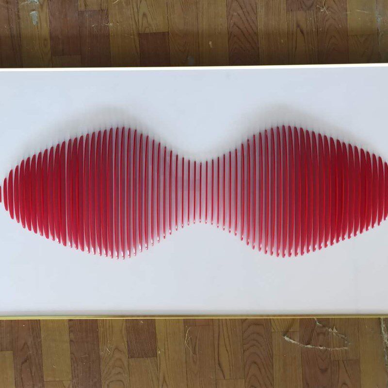 现代简约客厅挂画沙发背景墙w压克力手工实物装饰画立体线条波纹