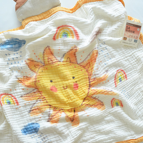 新生儿纯棉纱布浴巾o婴儿6层纱布盖毯初生宝宝超柔吸水盖被毛巾被