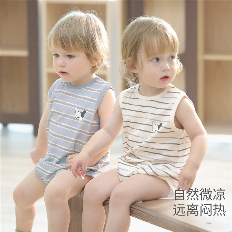 宝宝包屁衣e夏季无袖三角哈衣小月龄爬服夏天2025新款婴儿连体衣