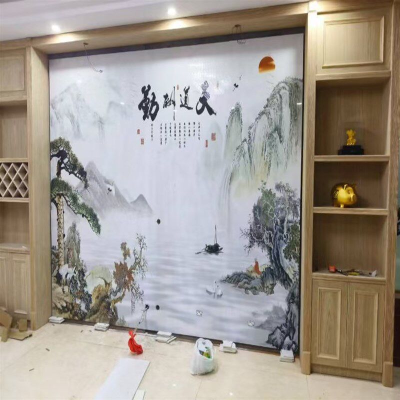 2024新款岩板电视背景墙客厅大板现代简约微晶R石大理石瓷砖电视