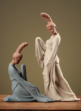 紫砂仕女禅意摆件工艺品中式客厅玄关茶室博古架桌面装饰品电视柜