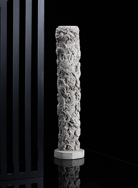 新中式创意水泥九龙柱鱼缸沉水造景布景摆件玄关客厅桌面装饰品