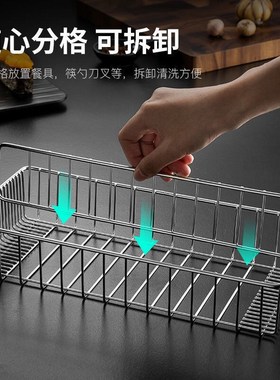 不锈钢消毒柜筷子盒家用餐具收纳盒沥水篮筷子勺子沥水架筷篮