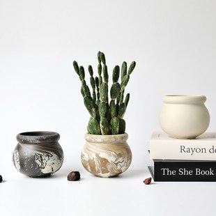 球形陶瓷小花盆迷你可爱透气多肉陶盆圆球山乌龟绿植盆栽陶土创意