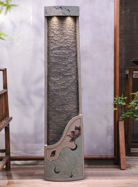 汉韵堂客厅流水摆件电视柜旁边落地喷泉摆设中式禅意装饰循环水景