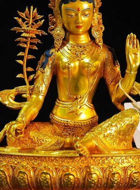 尼泊尔工艺八大菩萨佛像摆件七寸精品仿古鎏金观音金刚手地藏铜像