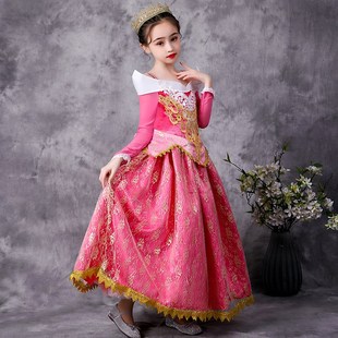 爱洛睡美人公主裙春秋女童连衣裙艾洛长裙子儿童高端表演晚礼服装