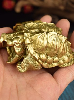 全黄铜实心富甲天下大鳄龟佛鳄龟模型手办桌面摆件长寿乌龟礼品