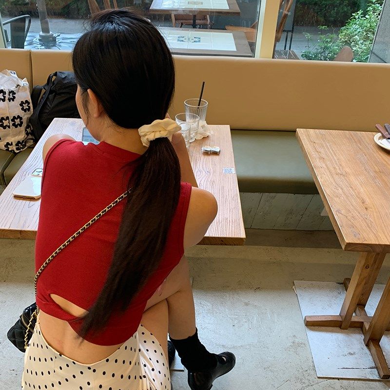 红色吊带背心女夏季外穿内搭打底后背镂空百搭修身短款上衣