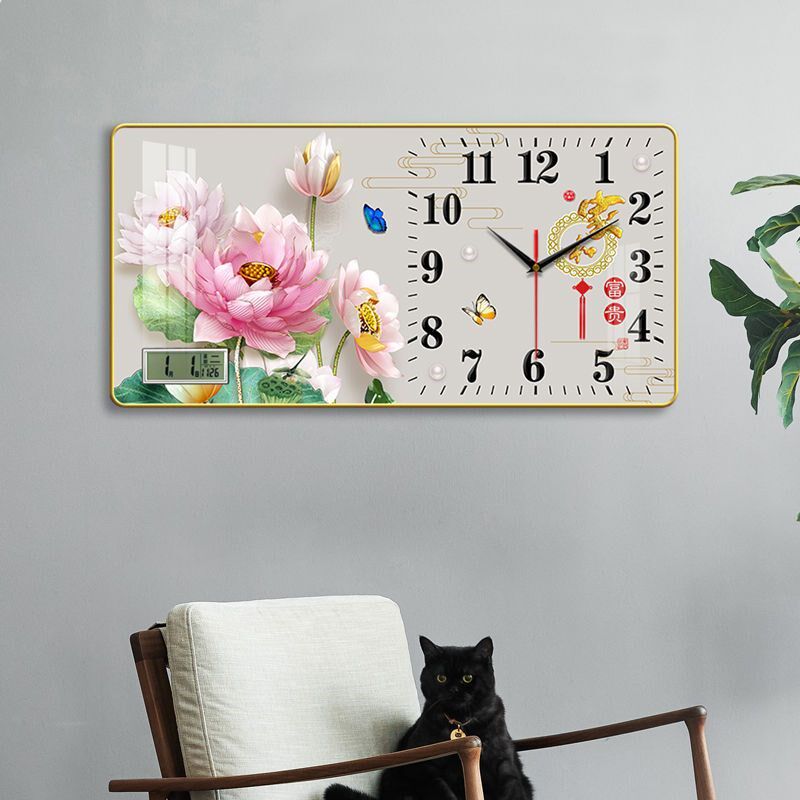 新款客厅餐厅钟表日历卧室挂钟卡通复古高颜值欧式墙上新款高档
