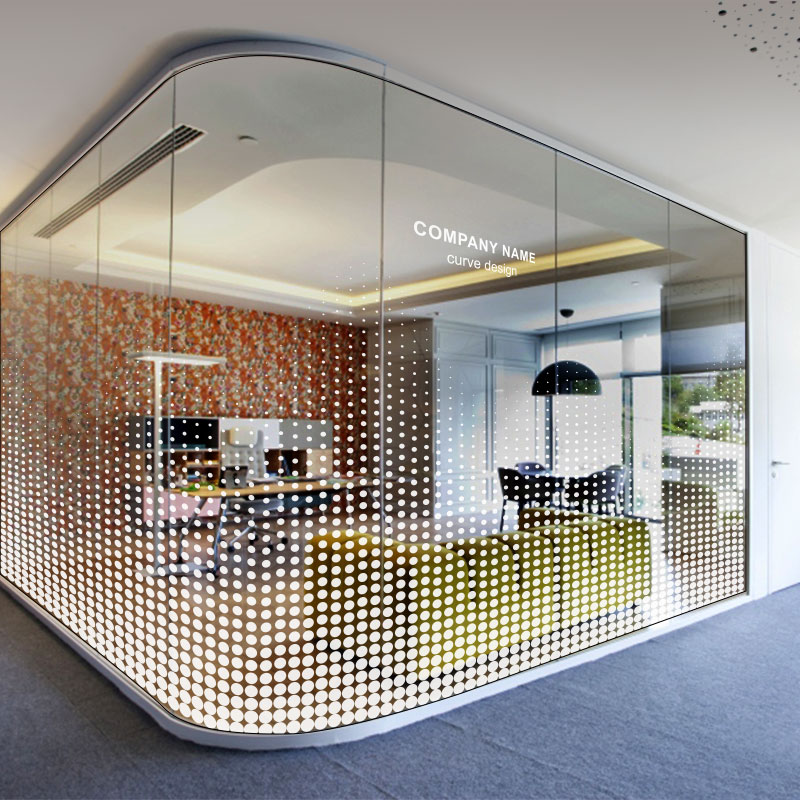 办公室白色圆点玻璃贴纸LOGO定制门窗贴隔断防窥膜防走光遮挡腰线