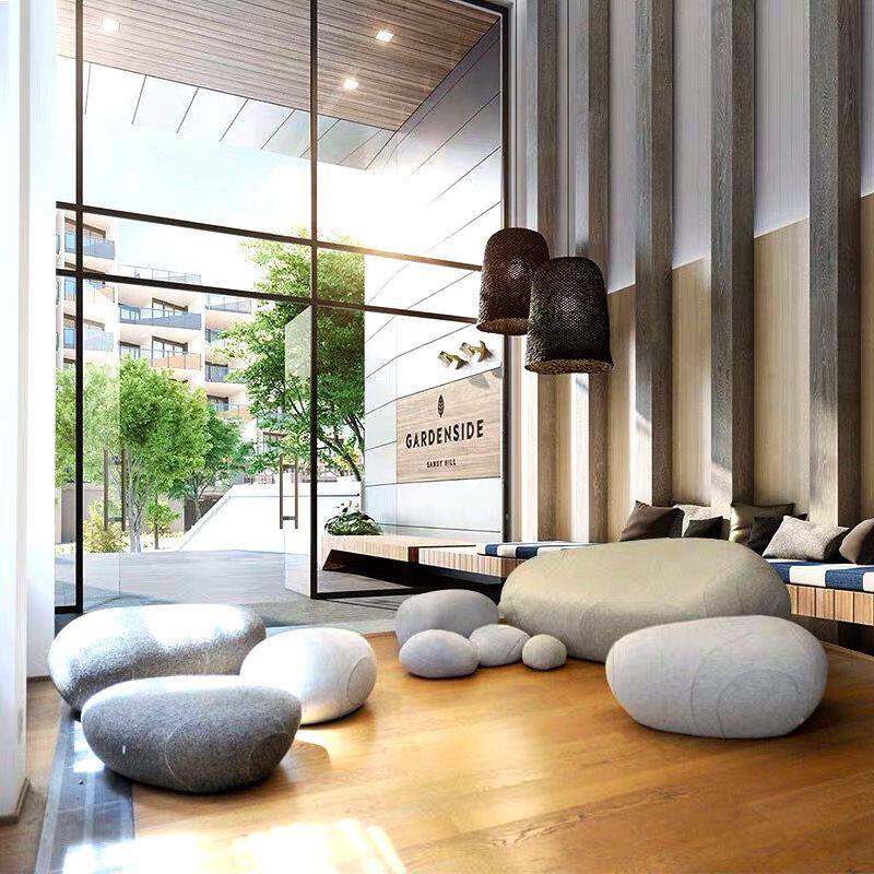 玻璃钢鹅卵石软包座椅商场美陈仿石沙发室内外酒店别墅区圆形坐凳