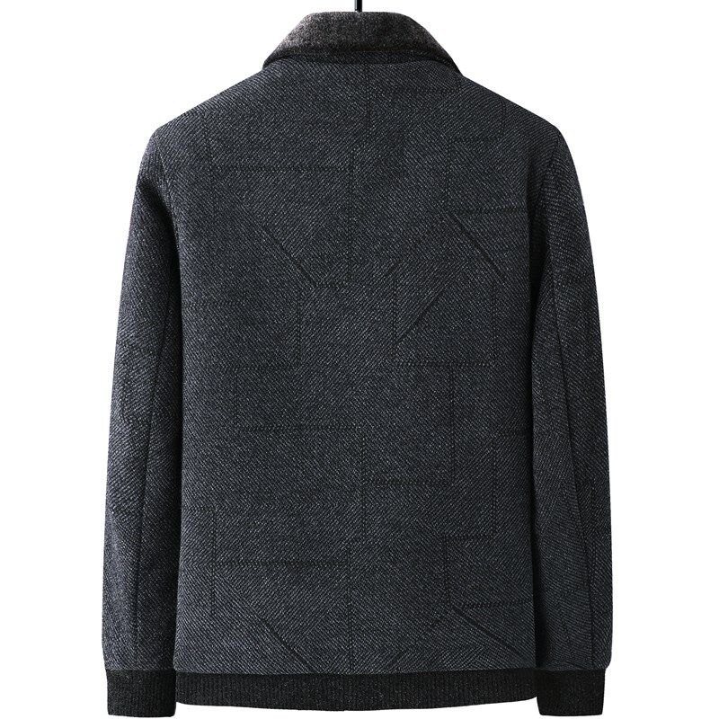 中年男士加绒加厚款夹克衫雪尼尔秋冬季中老年人外套爸爸冬装棉衣